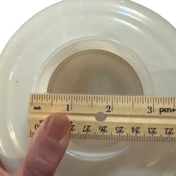 Vintage Floral Glass Ceiling Light Fixture Cover 7.5" Diameter White With Brown - Picture 3 of 4